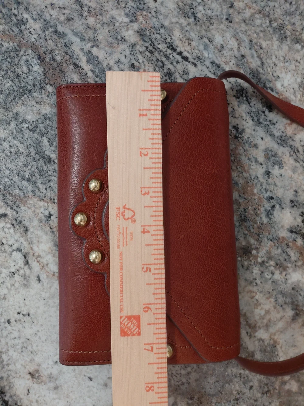 Lucky Brand Chestnut Brown Leather Studded Crossbody Purse